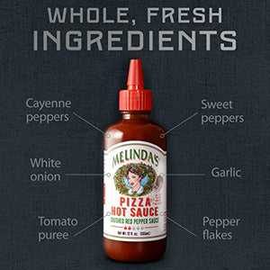 Melinda’s Pizza Hot Sauce - Crushed Red Pepper Sauce Made with Fresh Ingredients, Cayenne Peppers, Garlic, Tomatoes - Gourmet Spicy Pizza Sauce - 12oz, 1 Pack