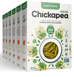 Chickapea Organic Chickpea Pasta with Greens - Penne - 8 oz (Pack of 6)
