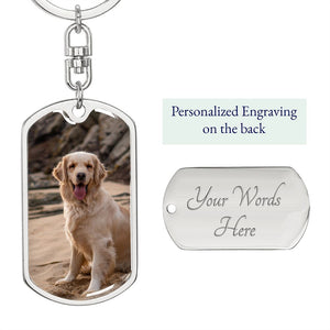 Custom Picture Dog Tag Keychain with Personalized Photo Dog Tag and Chain - Jewelry Gift for Men and Women